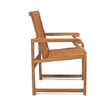 Capri teak outdoor dining arm chair side view