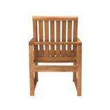 Back view of Capri teak outdoor dining arm chair