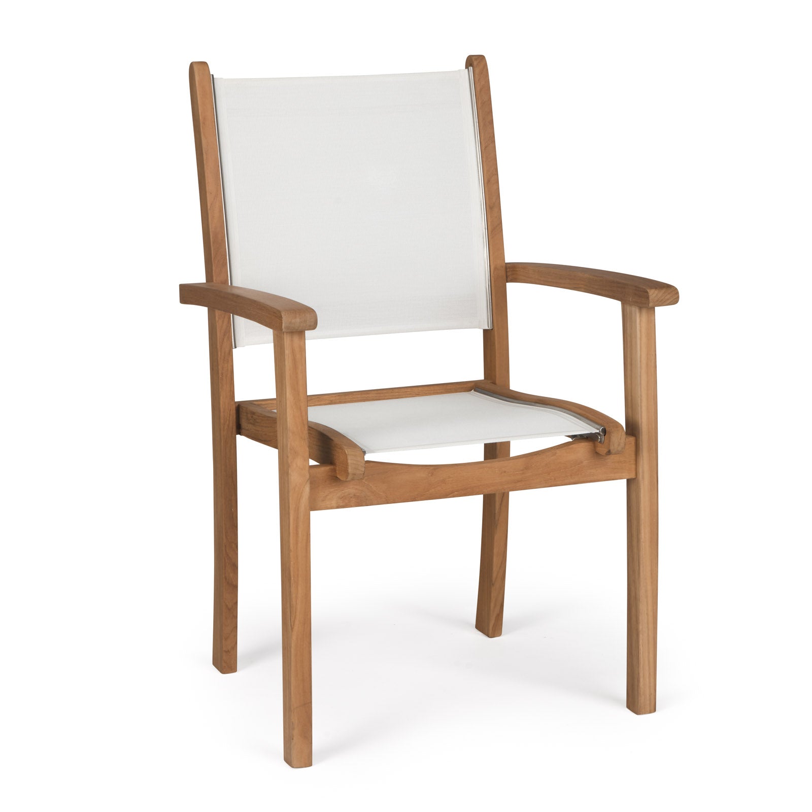 Santorini Teak Stacking Outdoor Dining Chair (White)