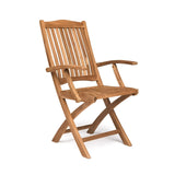 Harbour Teak Outdoor Folding Dining Arm Chair - Teak Warehouse