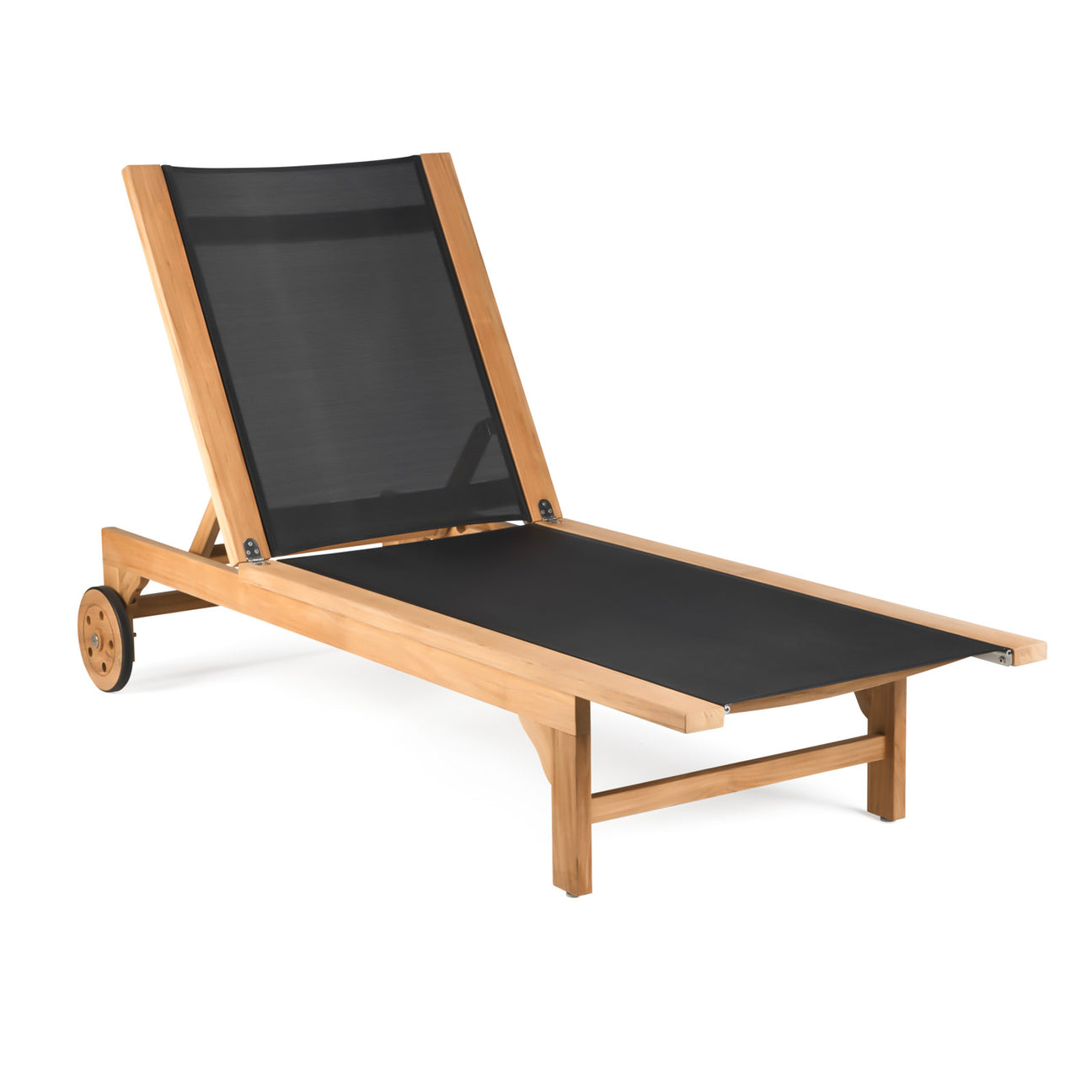 Santorini Teak and Mesh Sun Lounger (Black)