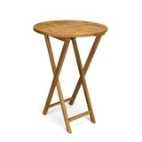 Round teak folding outdoor bar table