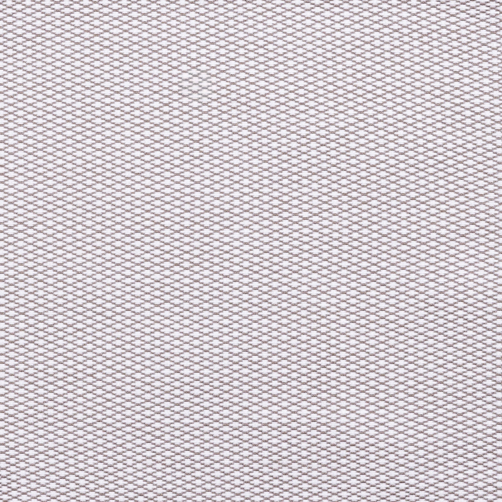 A close-up texture of a mesh fabric displays a repeating pattern of diamond-shaped holes, creating a grid-like appearance on a plain background.