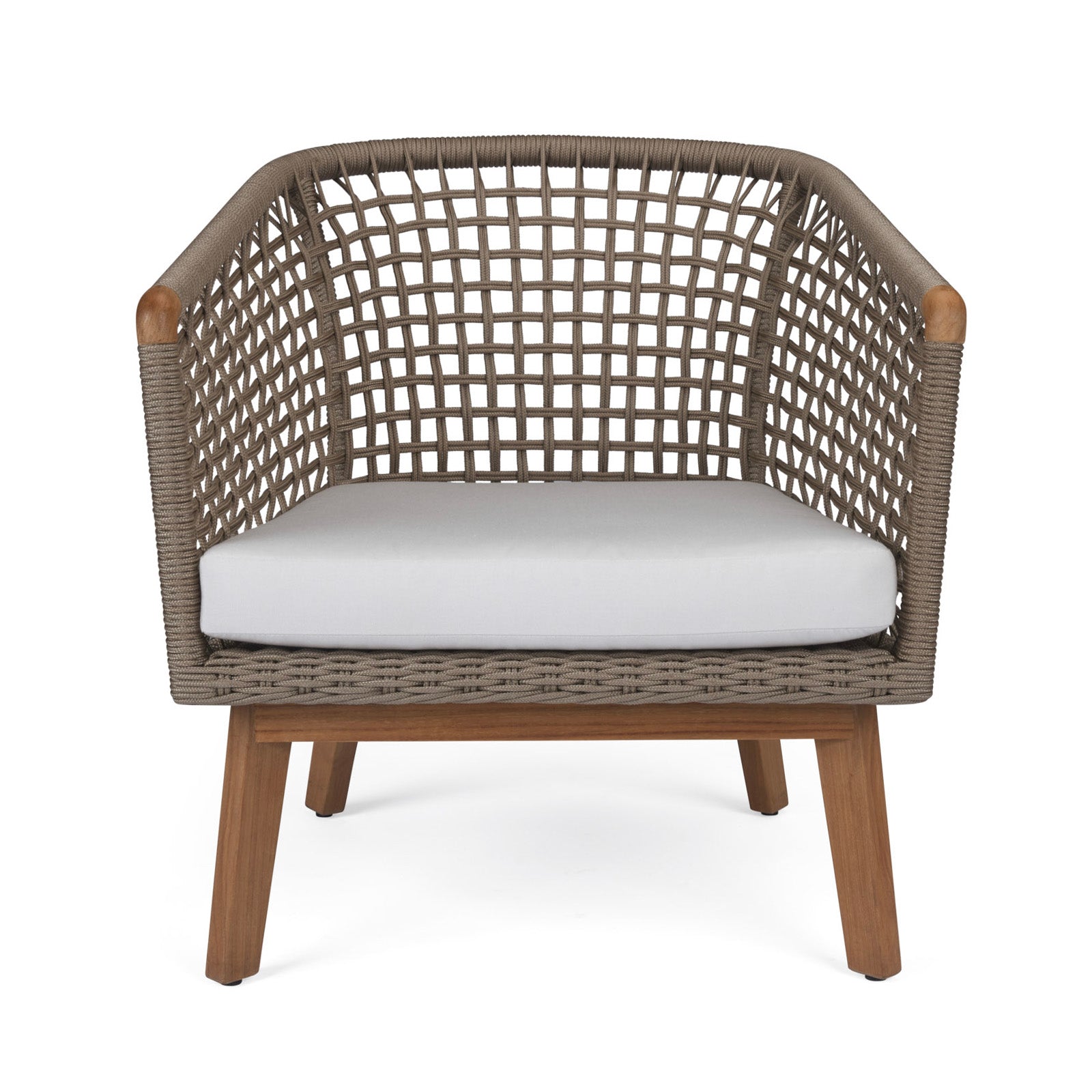 Ravoli Teak and Rope Outdoor Relaxing Chair (Taupe) - Teak Warehouse