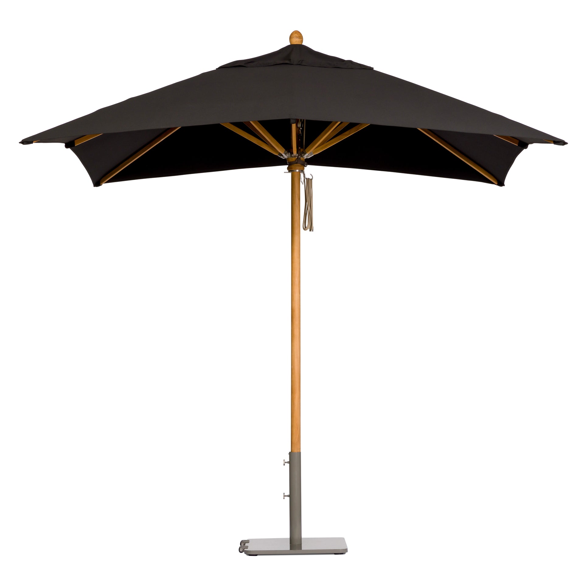 Santa Monica 10' Square Umbrella (Black Canopy) w/ Base