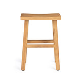 Vail teak outdoor counter stool with scooped seat