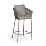 Stone gray outdoor rope bar stool with cushion