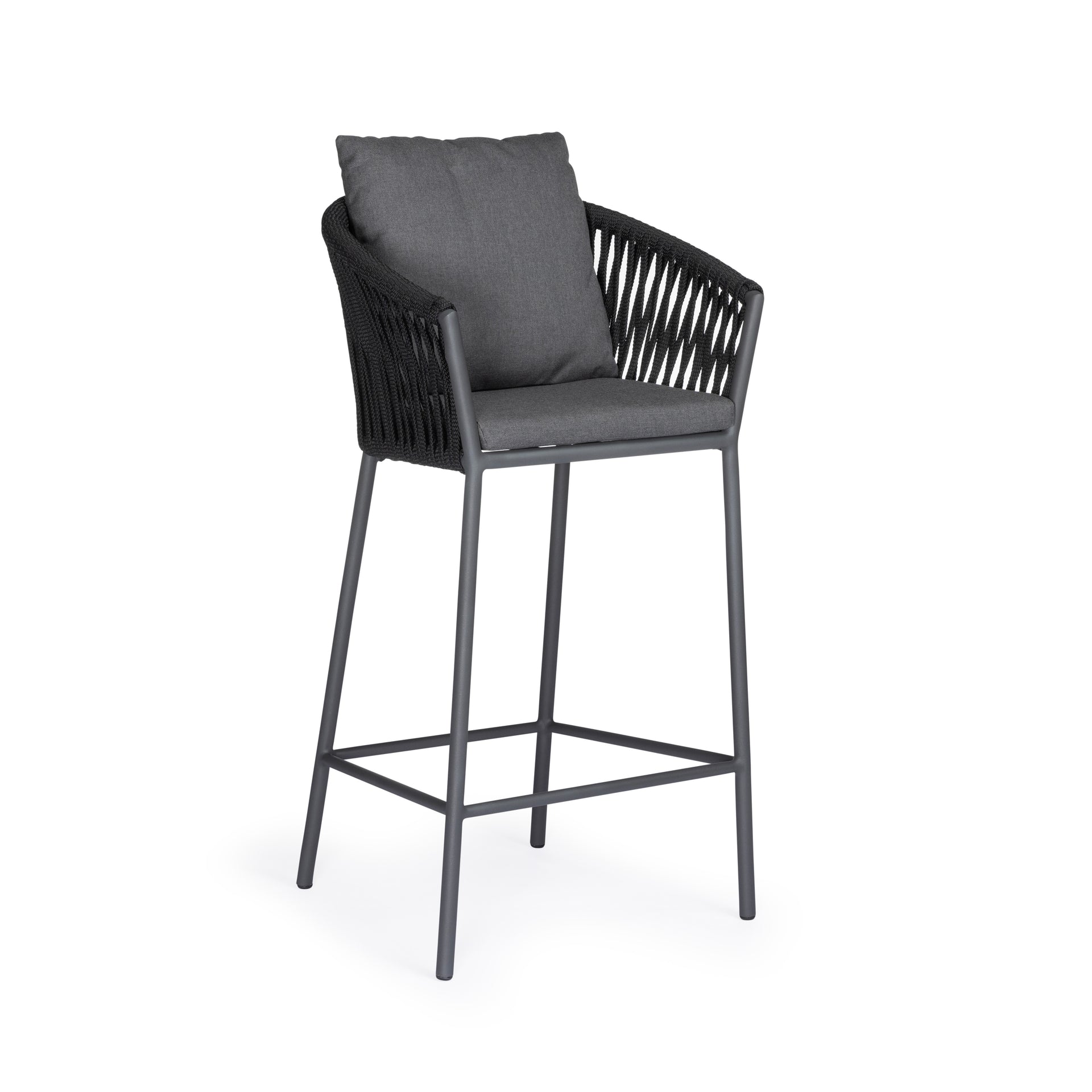 Beverly Hills Rope Outdoor Bar Stool (Graphite)