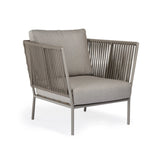 Stone-colored rope outdoor relaxing chair with cushions