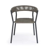 Gray rope outdoor dining stacking chair front view