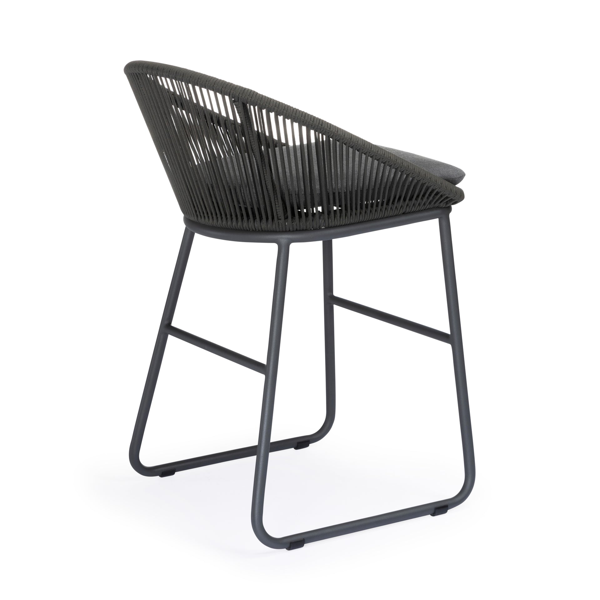 Modern gray rope outdoor counter height stool