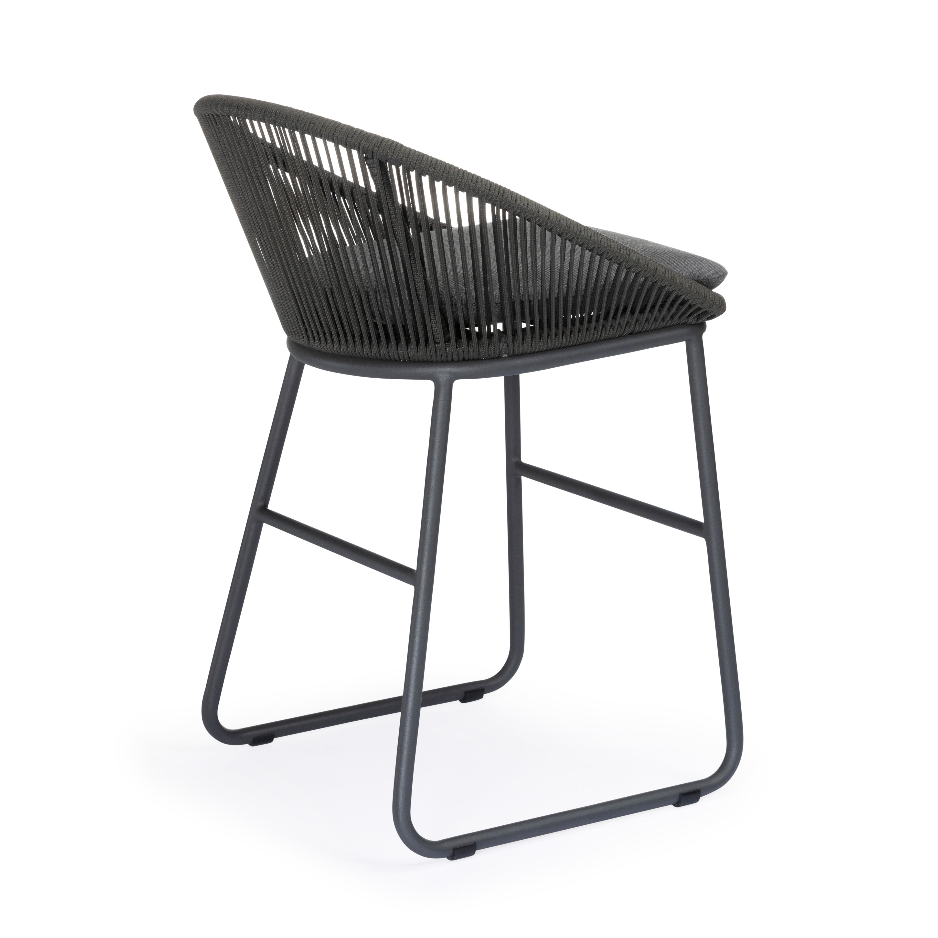 Modern gray rope outdoor counter height stool