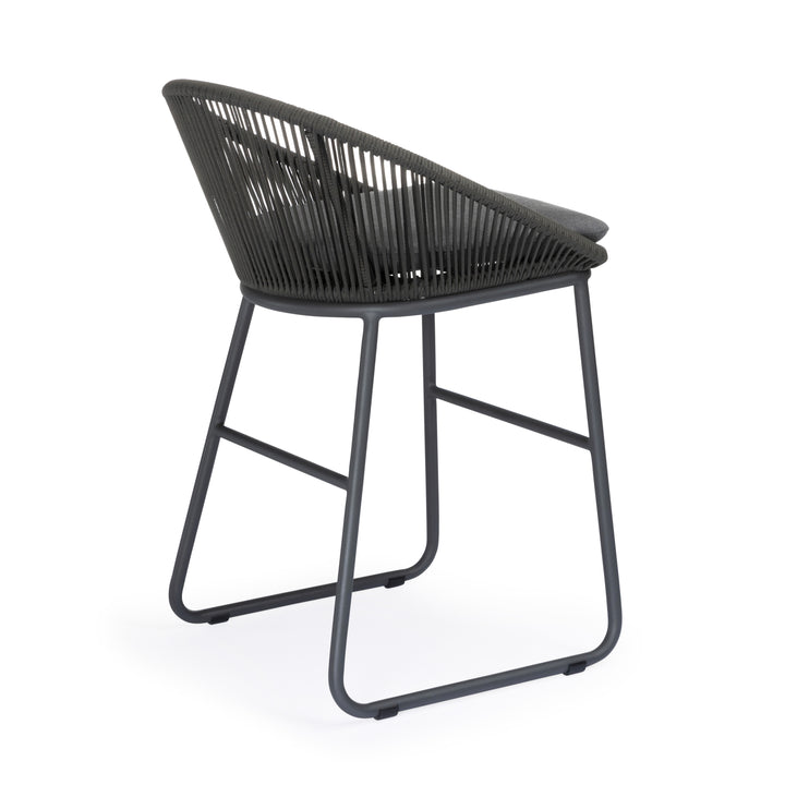 Modern gray rope outdoor counter height stool