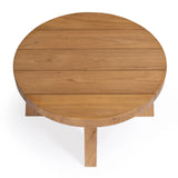 Round 24" teak outdoor coffee table top view