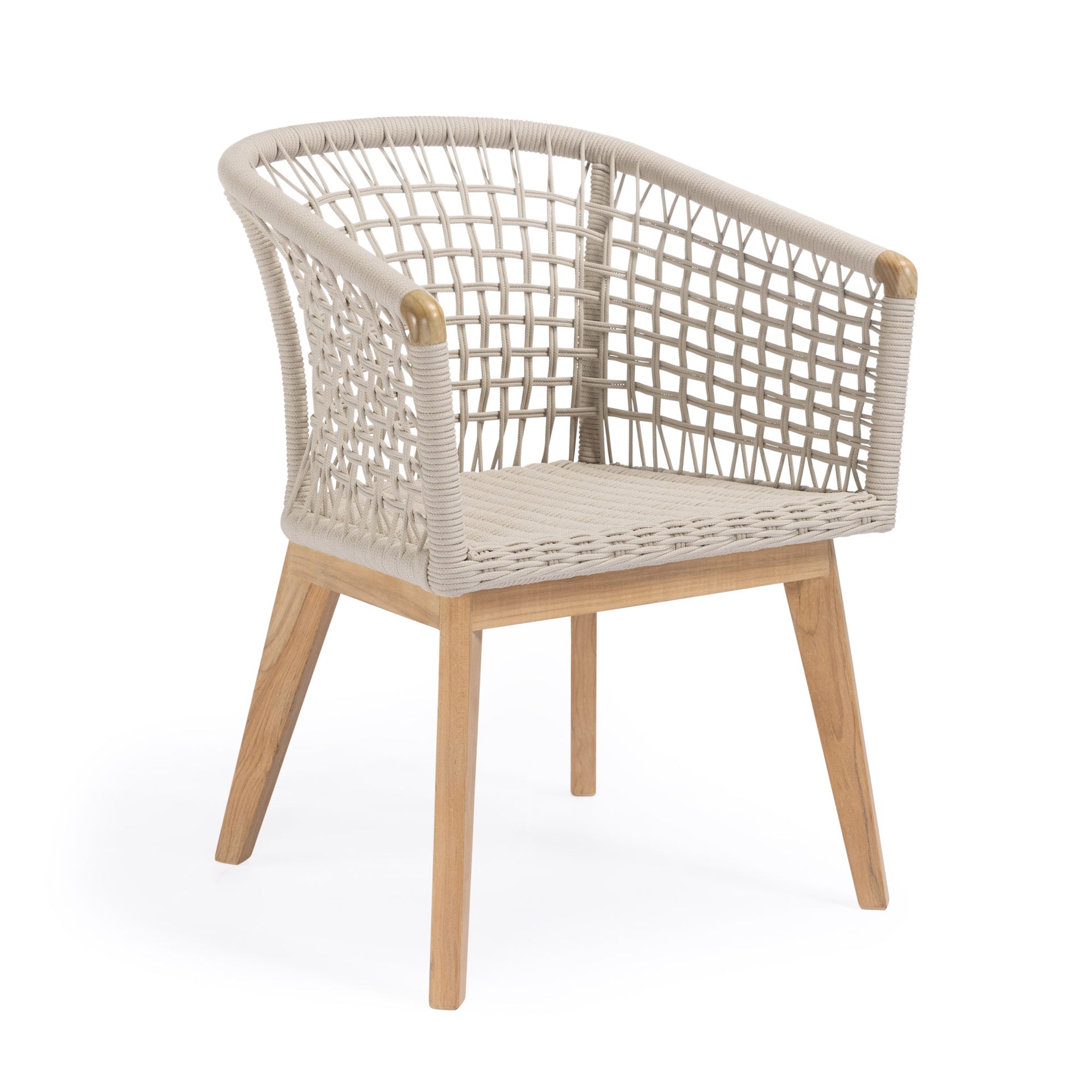 Ravoli Teak and Rope Outdoor Dining Arm Chair (Cream)