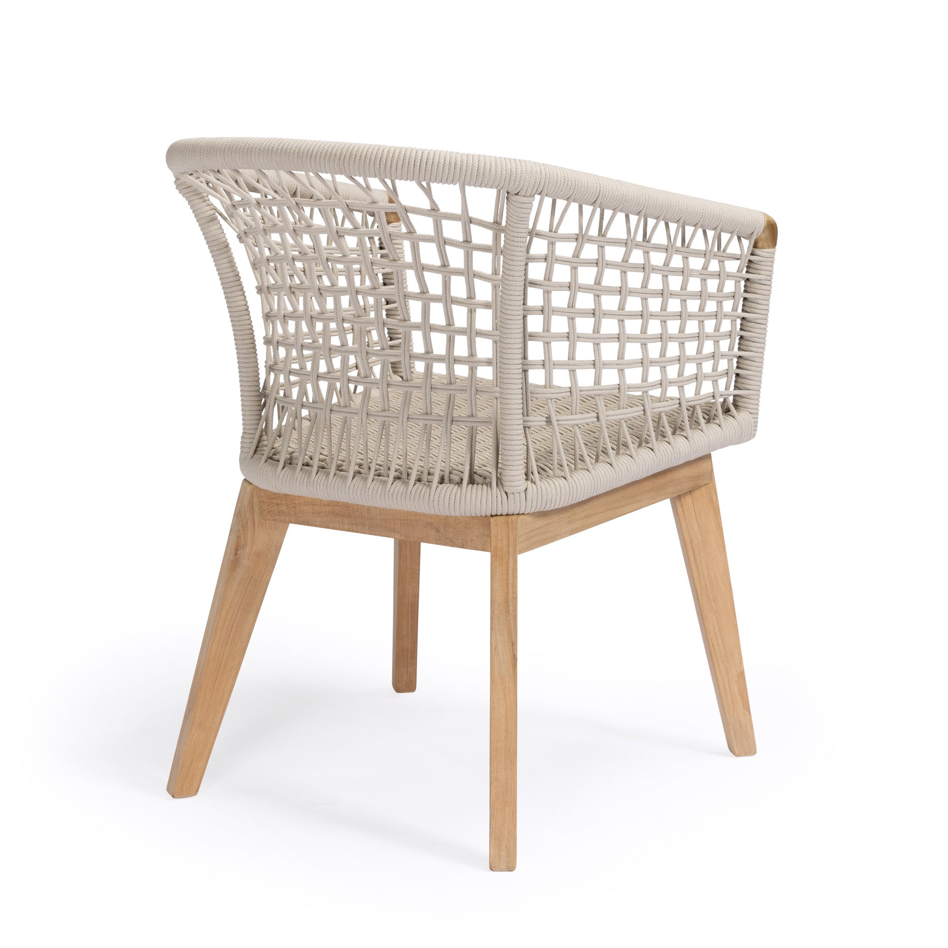 Ravoli Teak and Rope Outdoor Dining Arm Chair (Cream)