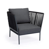 Graphite rope outdoor relaxing chair with cushions