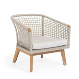 Ravoli Teak and Rope Outdoor Relaxing Chair (Cream) - Teak Warehouse
