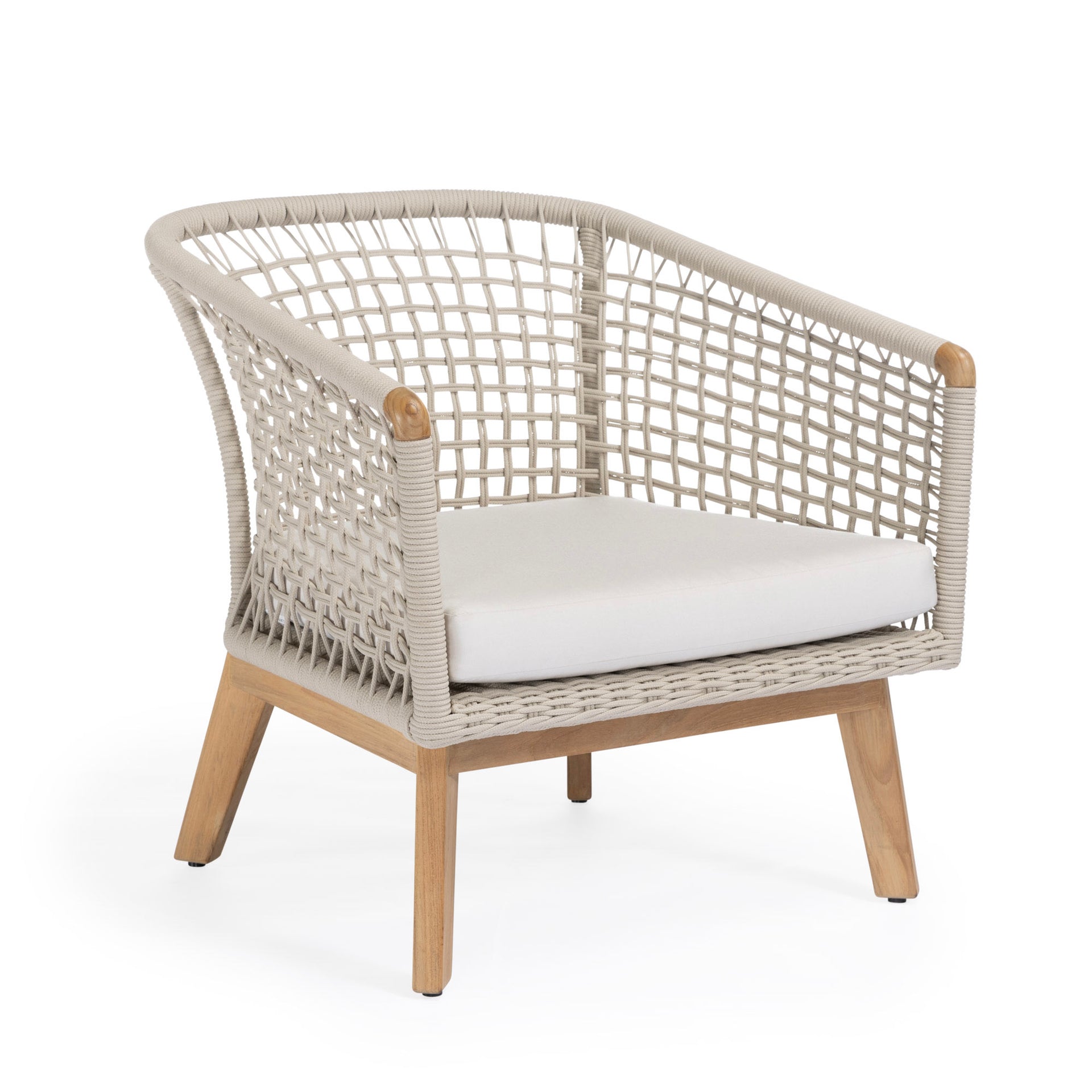 Ravoli Teak and Rope Outdoor Relaxing Chair (Cream)