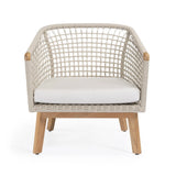 Ravoli Teak and Rope Outdoor Relaxing Chair (Cream) - Teak Warehouse