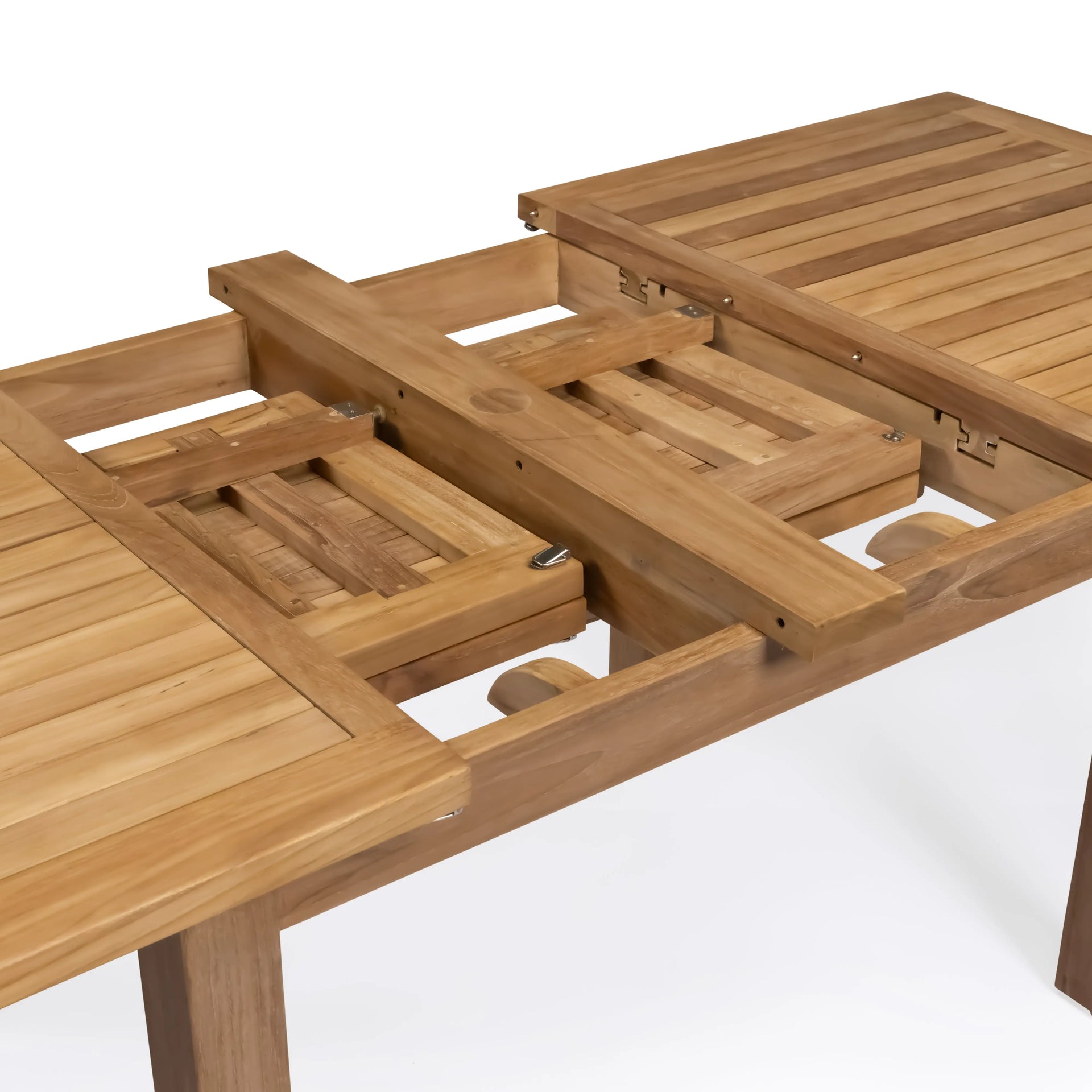 Capri Teak Outdoor Rectangle Double Extension Table 90-110-129" - Teak Warehouse