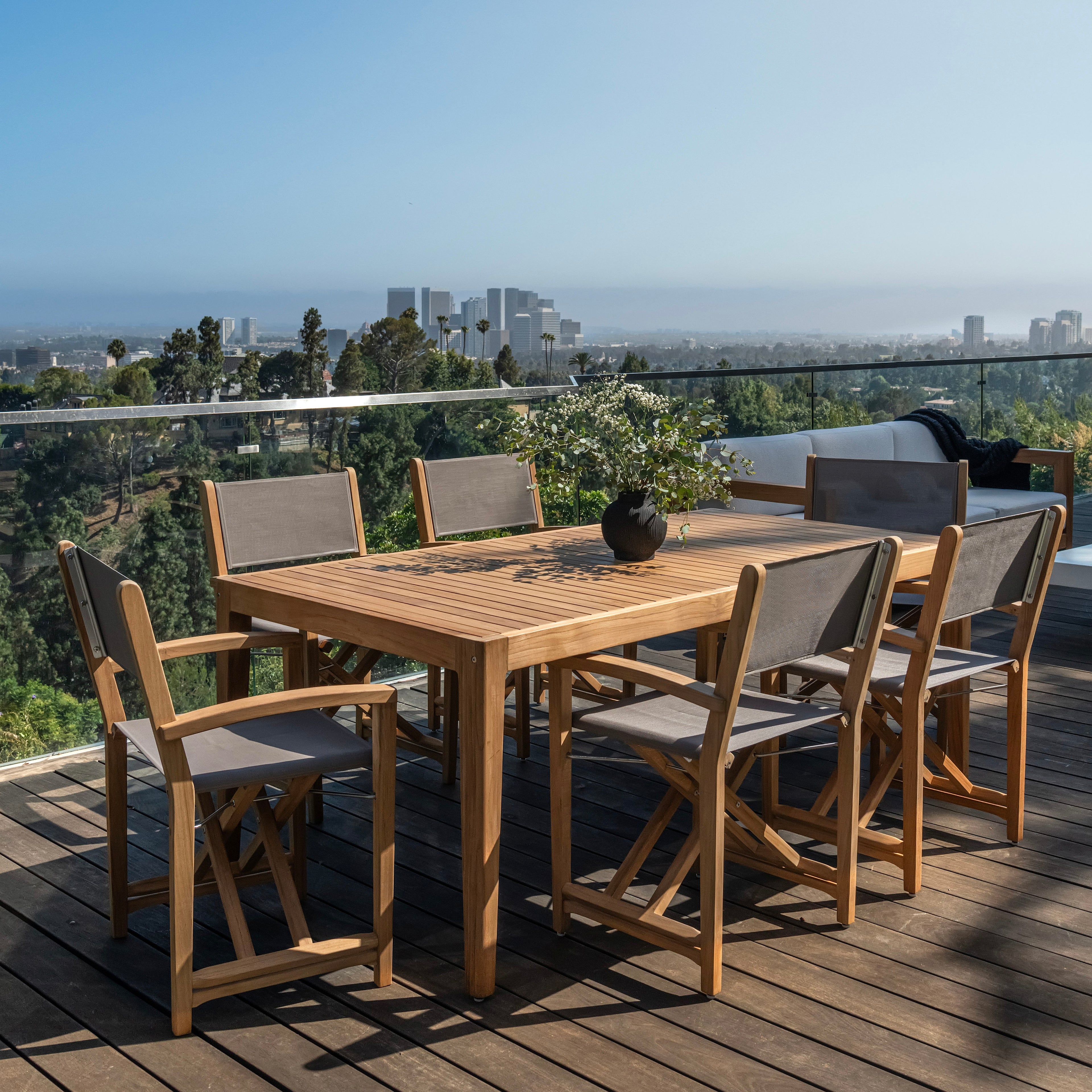Santorini taupe teak folding dining chair outdoor
