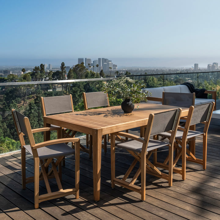 Santorini taupe teak folding dining chair outdoor