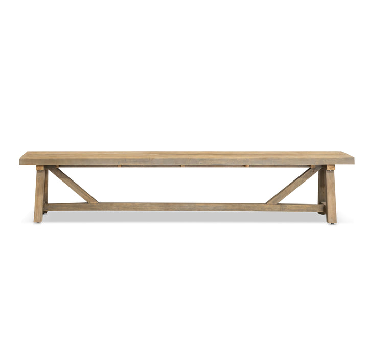 94-inch reclaimed teak outdoor backless trestle bench