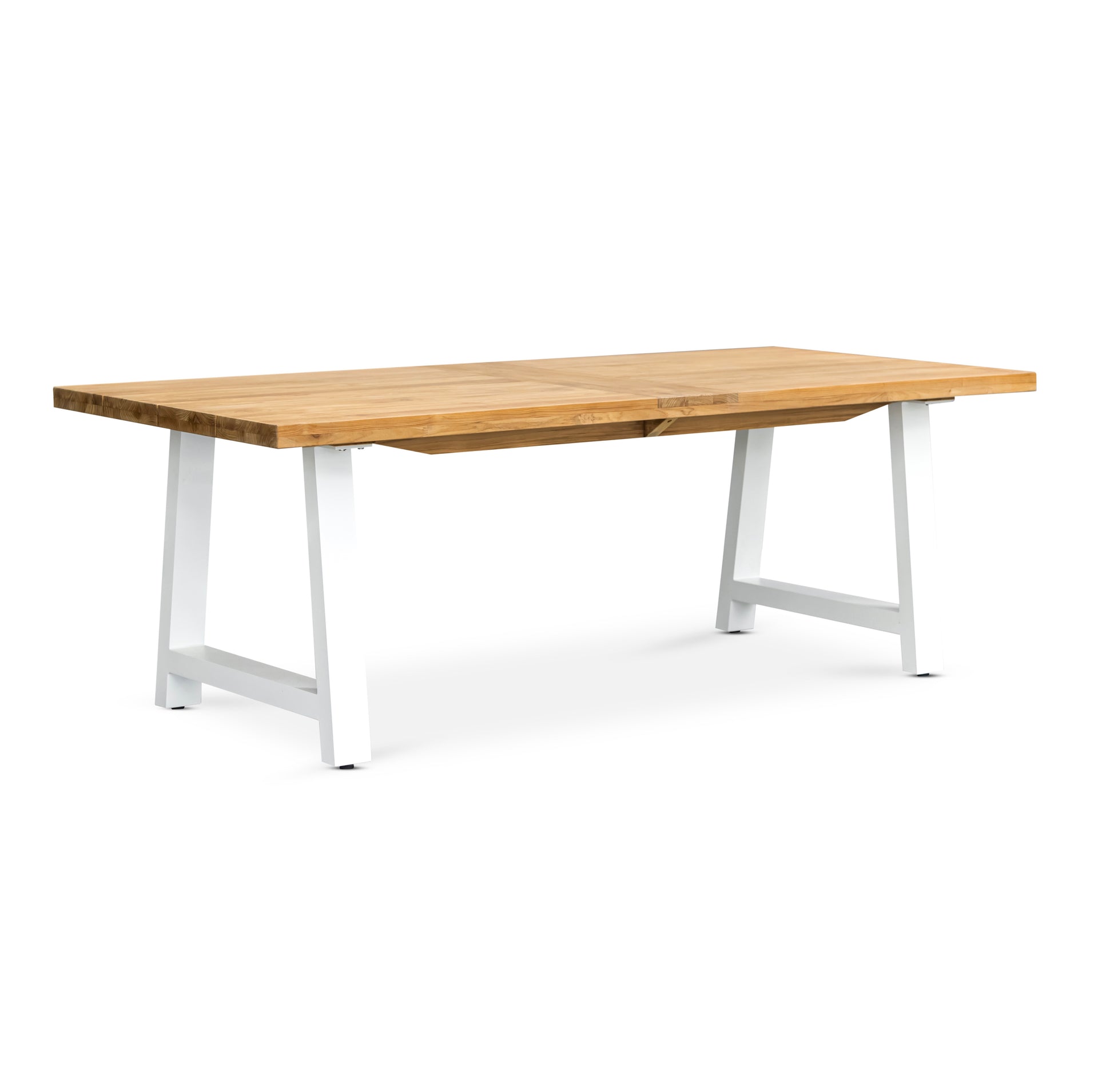 Santorini Teak and Aluminum Outdoor Dining Table (White) 94"