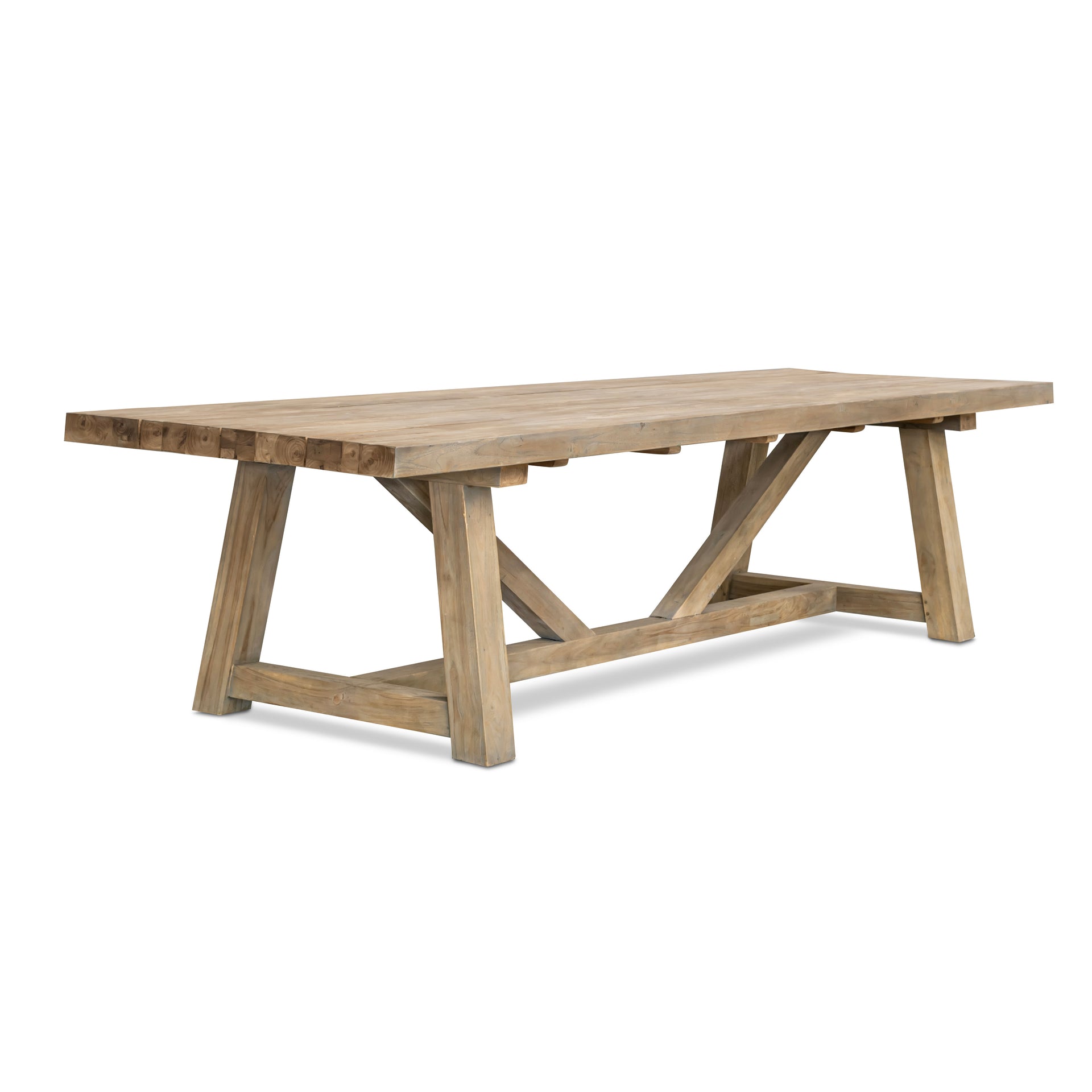 Trestle Reclaimed Teak Outdoor Dining Table 117"