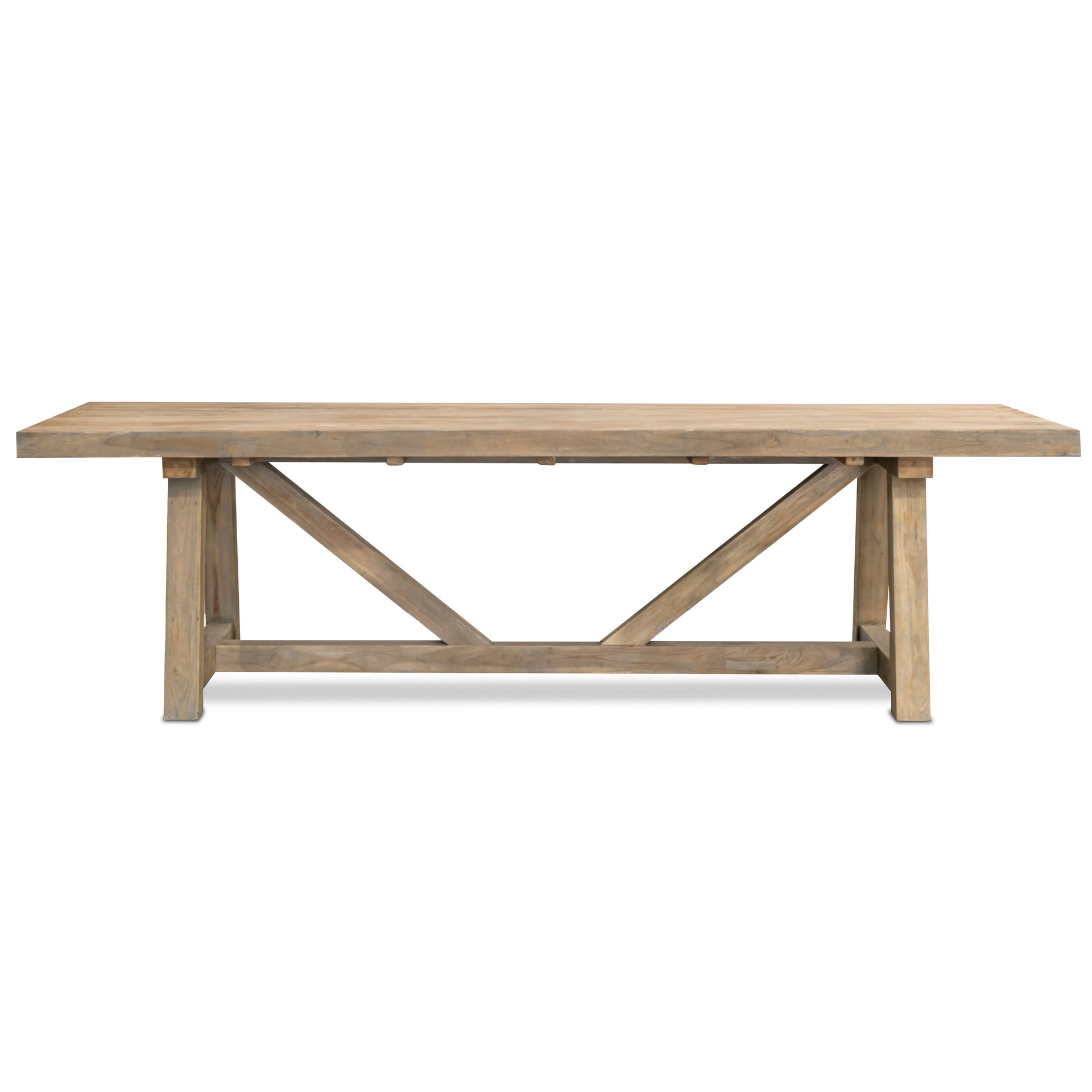 Trestle Reclaimed Teak Outdoor Dining Table 117"