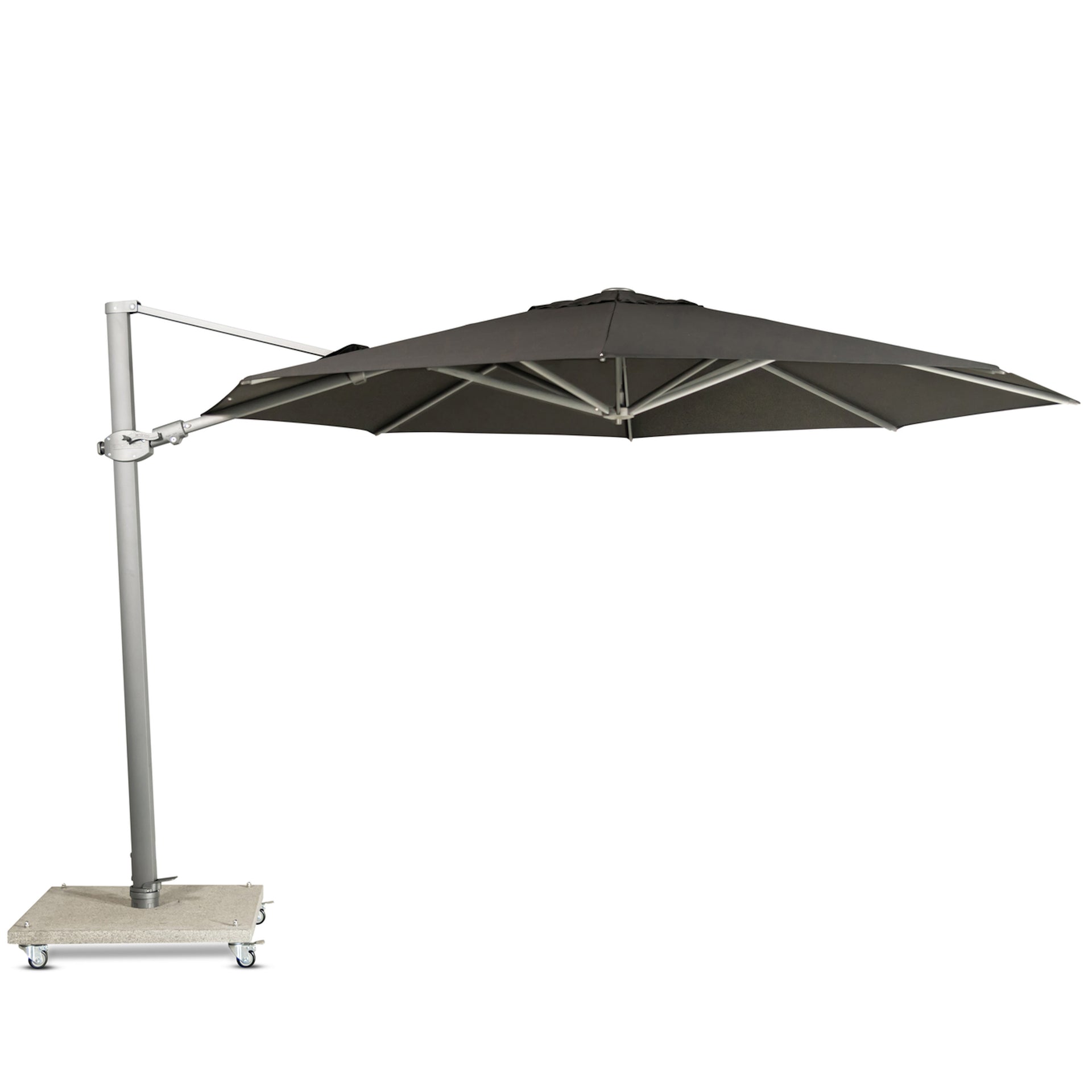 Carmel Round Cantilever Umbrella (Black Canopy, Anthracite Frame).