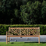 Elizabeth teak 2-seater outdoor bench with lattice back