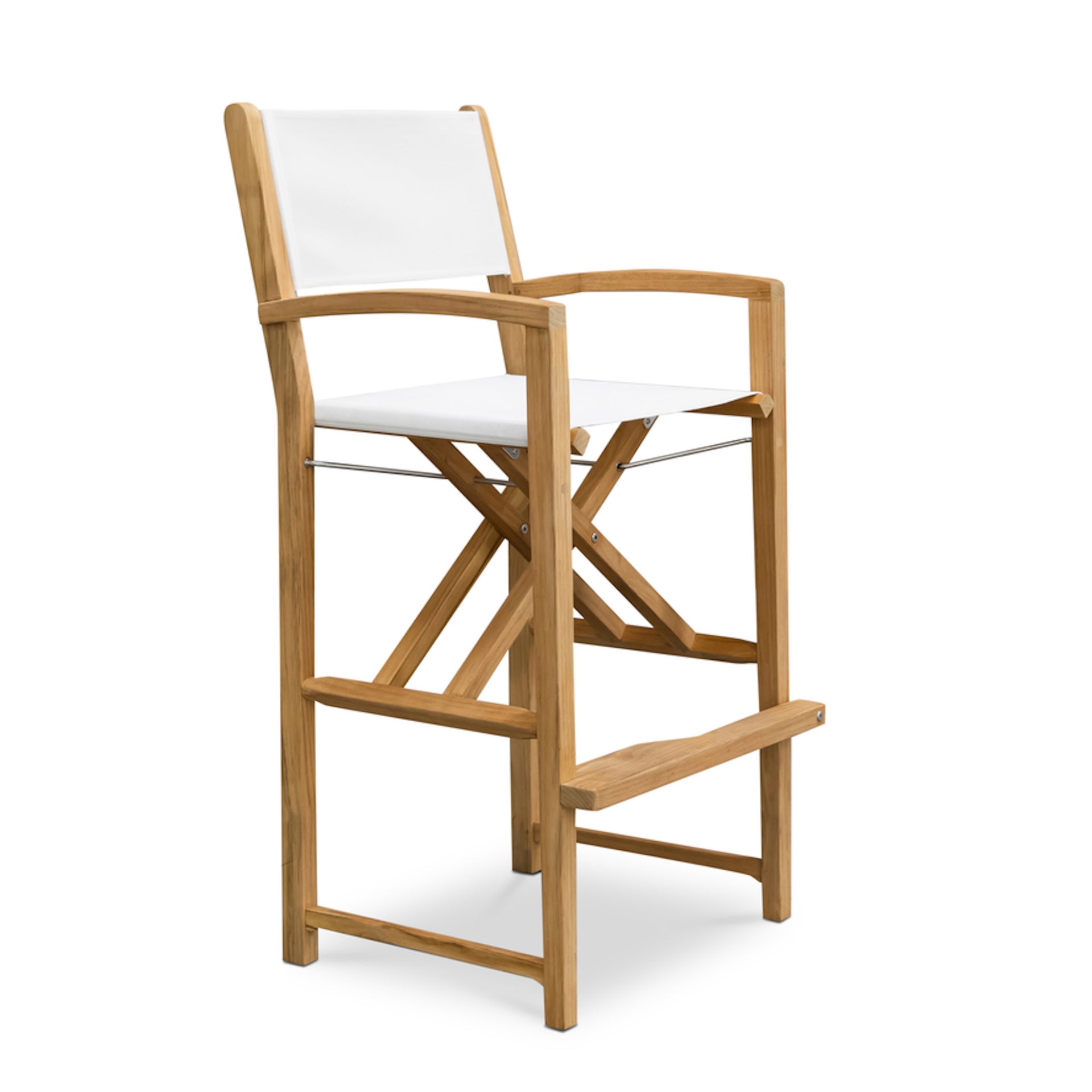 Santorini Teak Outdoor Folding Bar Chair (White)