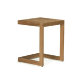 C-shaped teak outdoor accent side table