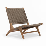 Taupe woven rope teak outdoor relaxing chair