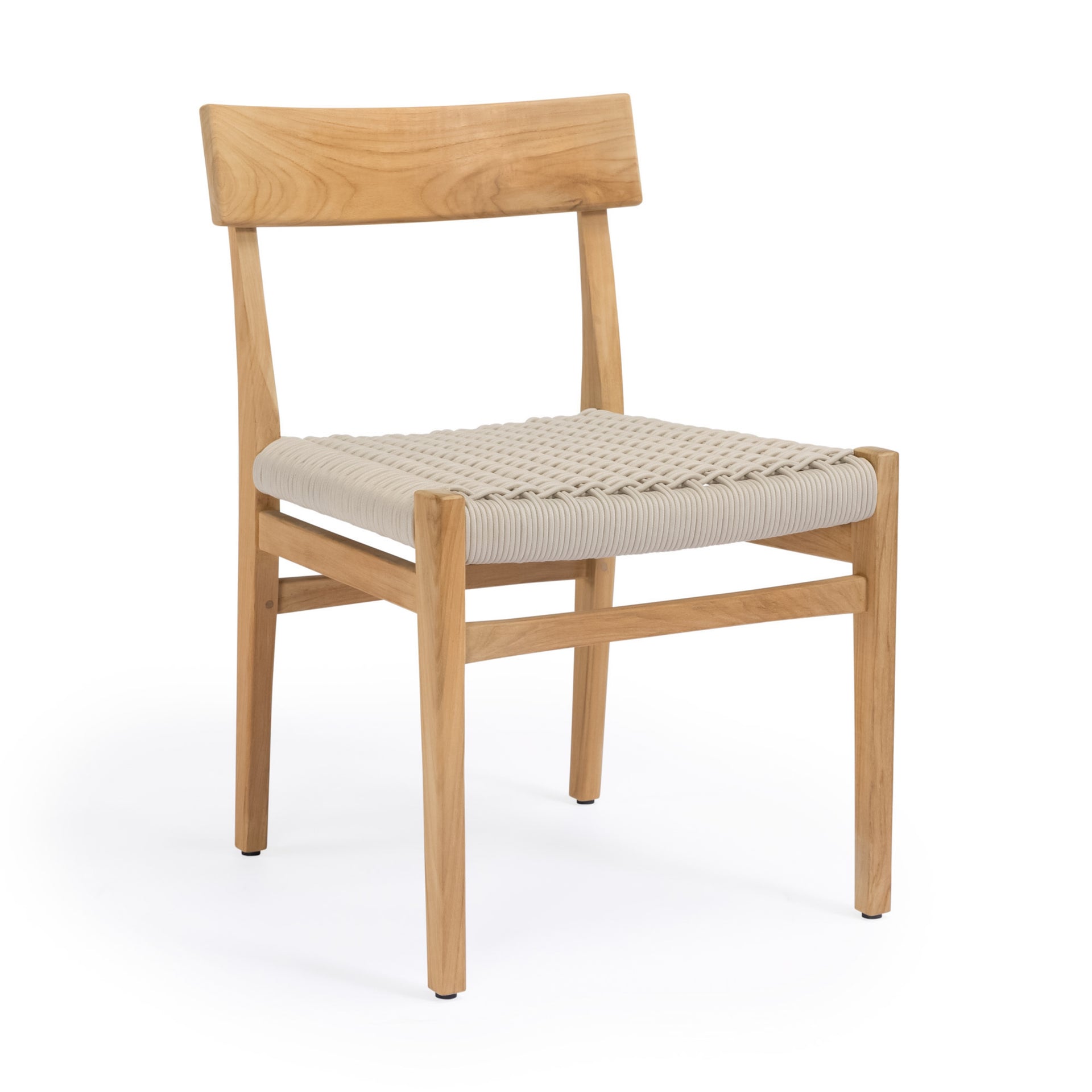 Ravoli Teak and Rope Outdoor Dining Side Chair (Cream)