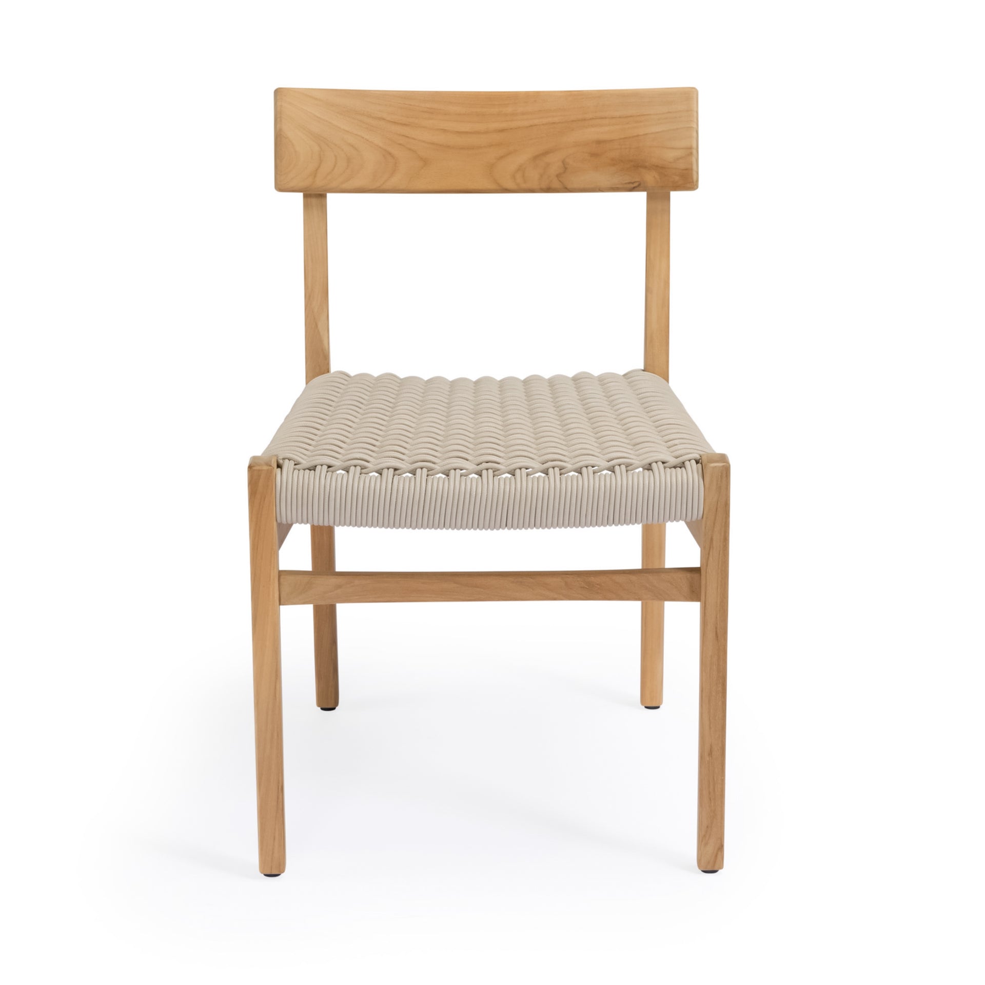Ravoli teak outdoor dining chair with cream rope seat