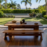 Bradford 118-inch teak outdoor dining table with bench