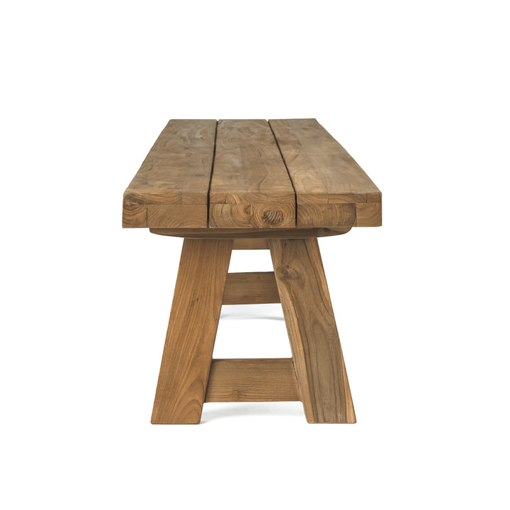 Hunter reclaimed teak wood outdoor bench 114 inches