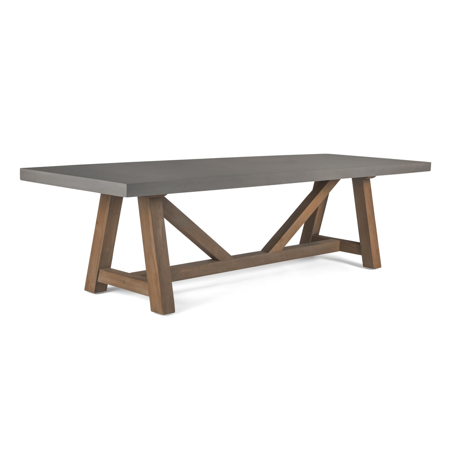 Polished Concrete Trestle Outdoor Dining Table 117" (Grey)