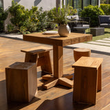 Savannah teak outdoor bistro table with stools