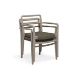 Troy Weathered Teak and Wicker Outdoor Stackable Dining Arm Chair Teak Warehouse