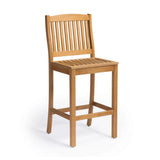 Verona teak outdoor bar stool with slatted back