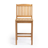 Verona teak wood outdoor bar stool with slatted seat