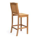 Verona teak outdoor bar stool with slatted back