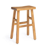 Vail teak outdoor bar stool with scooped seat