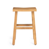 Vail teak outdoor bar stool with scooped seat