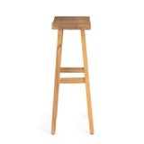 Vail teak outdoor bar stool with scooped seat