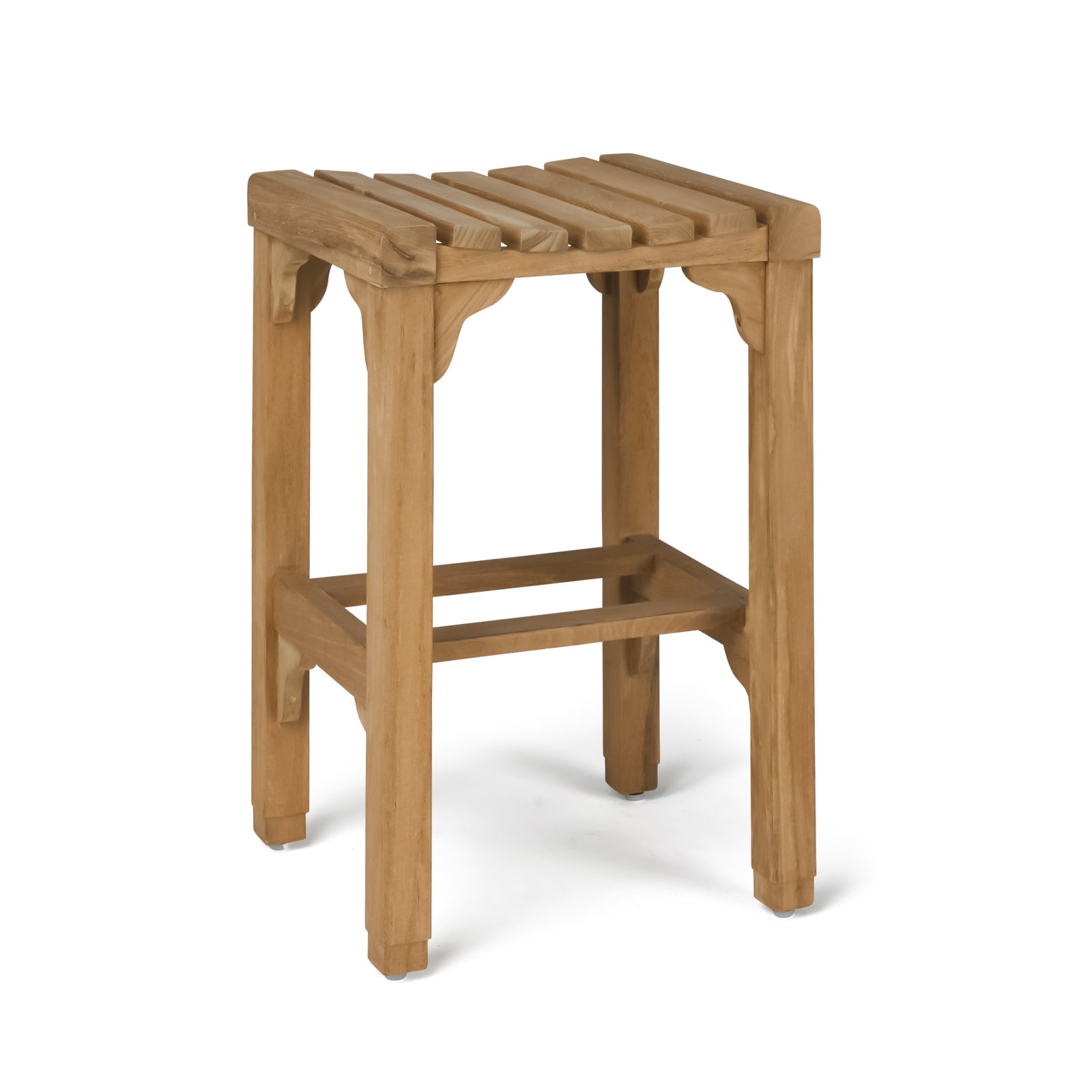 Classic Teak Outdoor Backless Bar Stool